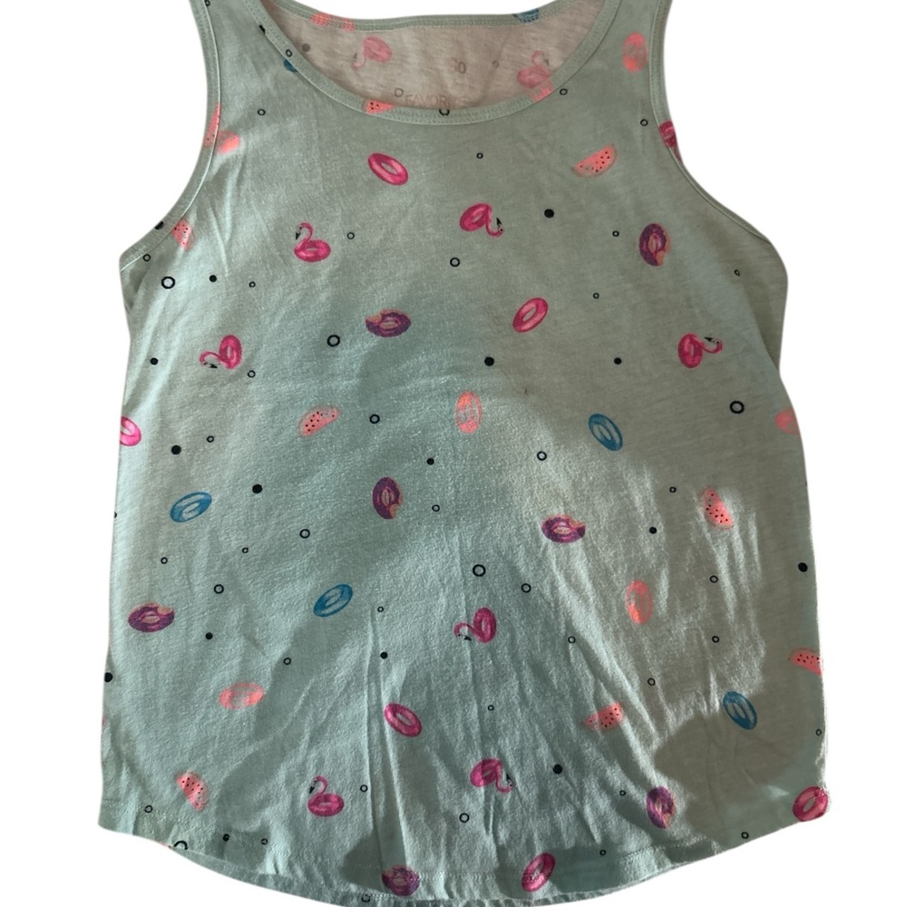 SO Kids Tank Top with Pink Flamingos and Pool floats Accents